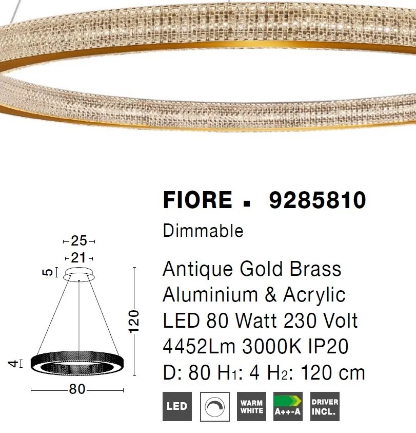 Lustra LED dimabila, design modern FIORE, 80cm