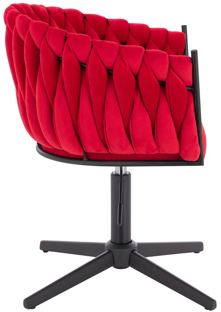 HR750CROSS Scaun Roşu din Catifea cu Bază Neagră