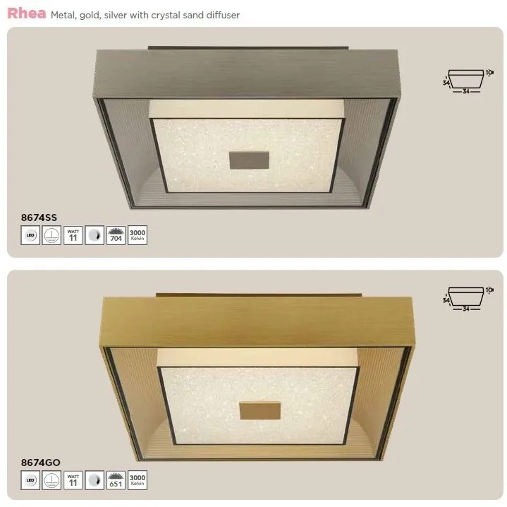 Plafoniera eleganta design modern Rhea LED argintiu