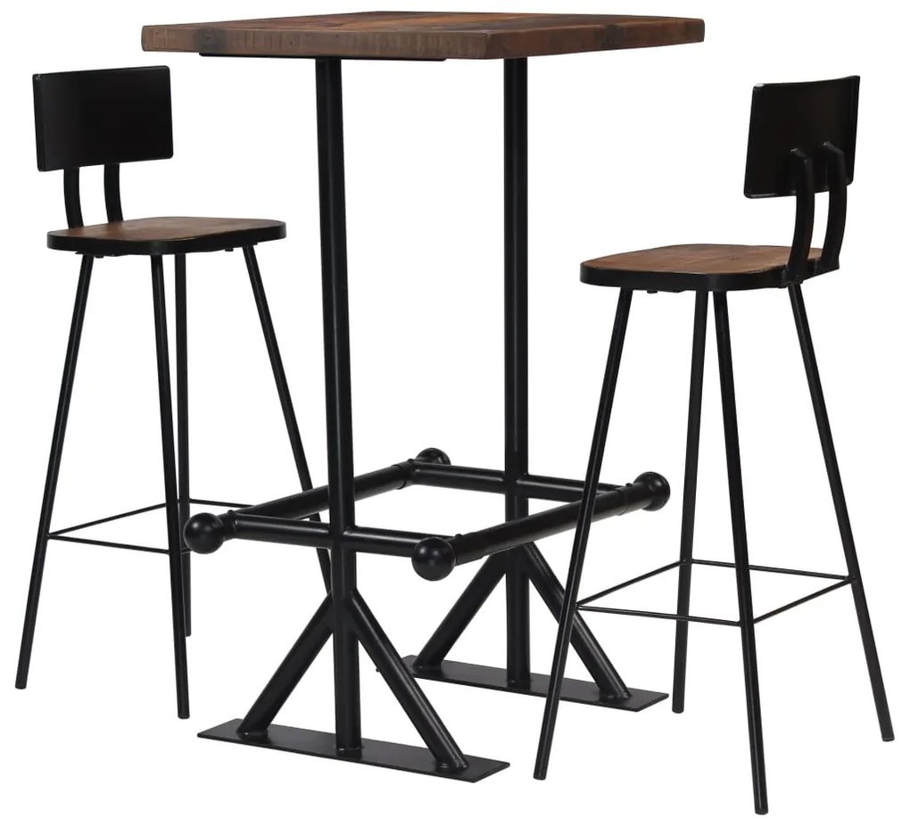 vidaXL Set mobilier de bar, 3 piese, lemn masiv reciclat