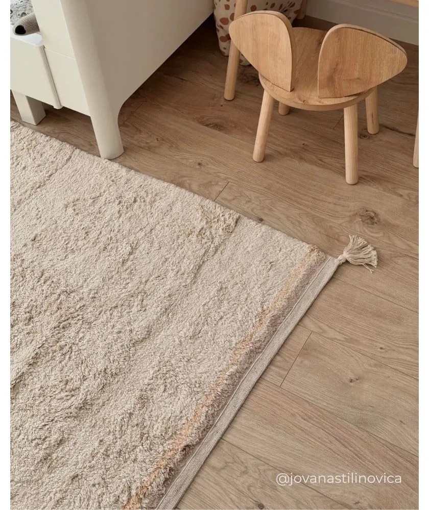 Covor crem lavabil/țesut manual din bumbac 90x130 cm Bloom Natural – Lorena Canals