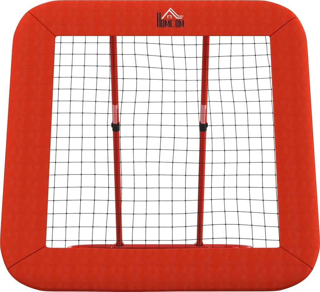 HOMCOM Plasă de respingere pentru fotbal, reglabilă, pliabilă, cadru metalic, plasă PE rezistentă la intemperii, incl. țăruși, Roșu | Aosom Romania