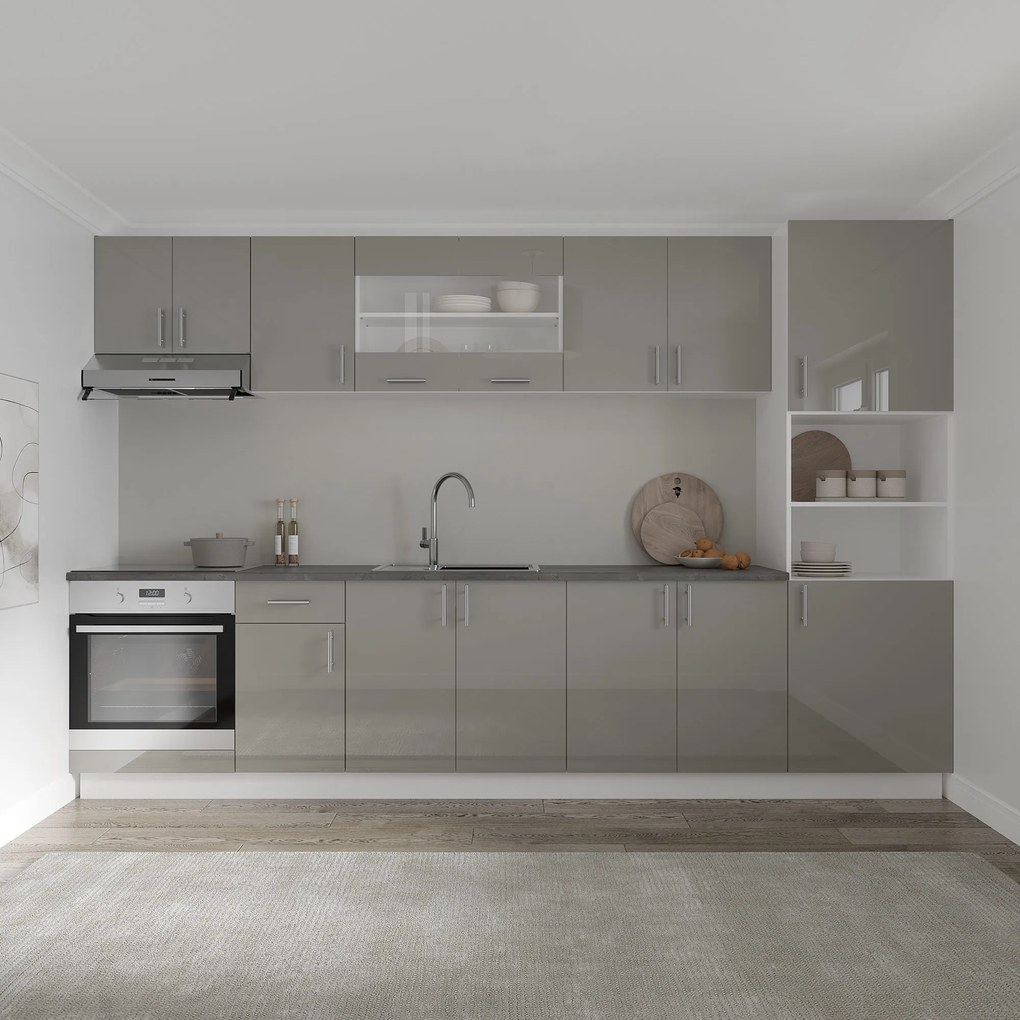 Corp Baza Karo, 2 Usi, Gri Lucios/Alb, MDF, 80 x 50 x 80 cm