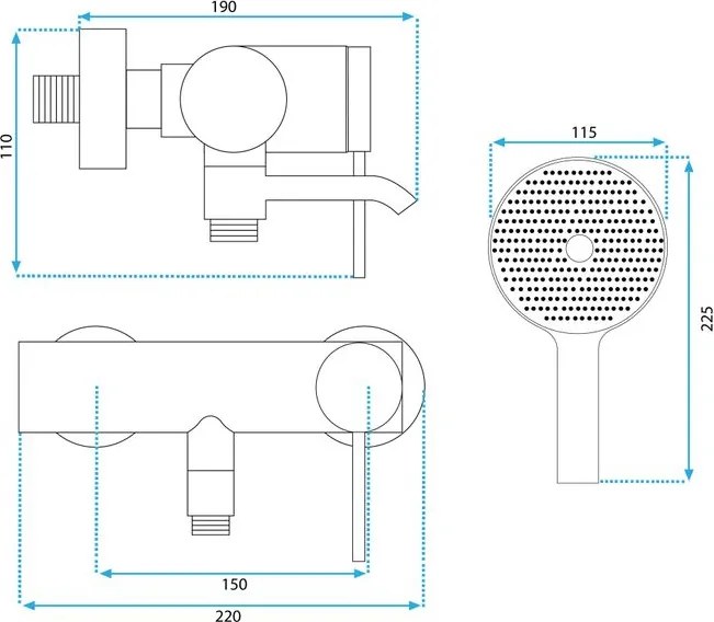 Baterie pentru cada REA Clif crom periat