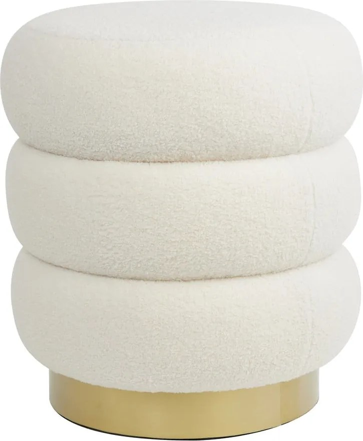 Taburet alb cu tapițerie din stofă bouclé Kimi – Light &amp; Living
