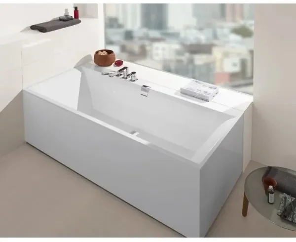 Cada dreptunghiulara, Villeroy&Boch Squaro Edge 12, compozit Quaryl, 160x75cm, Alb Alpin, UBQ160SQE2DV-01