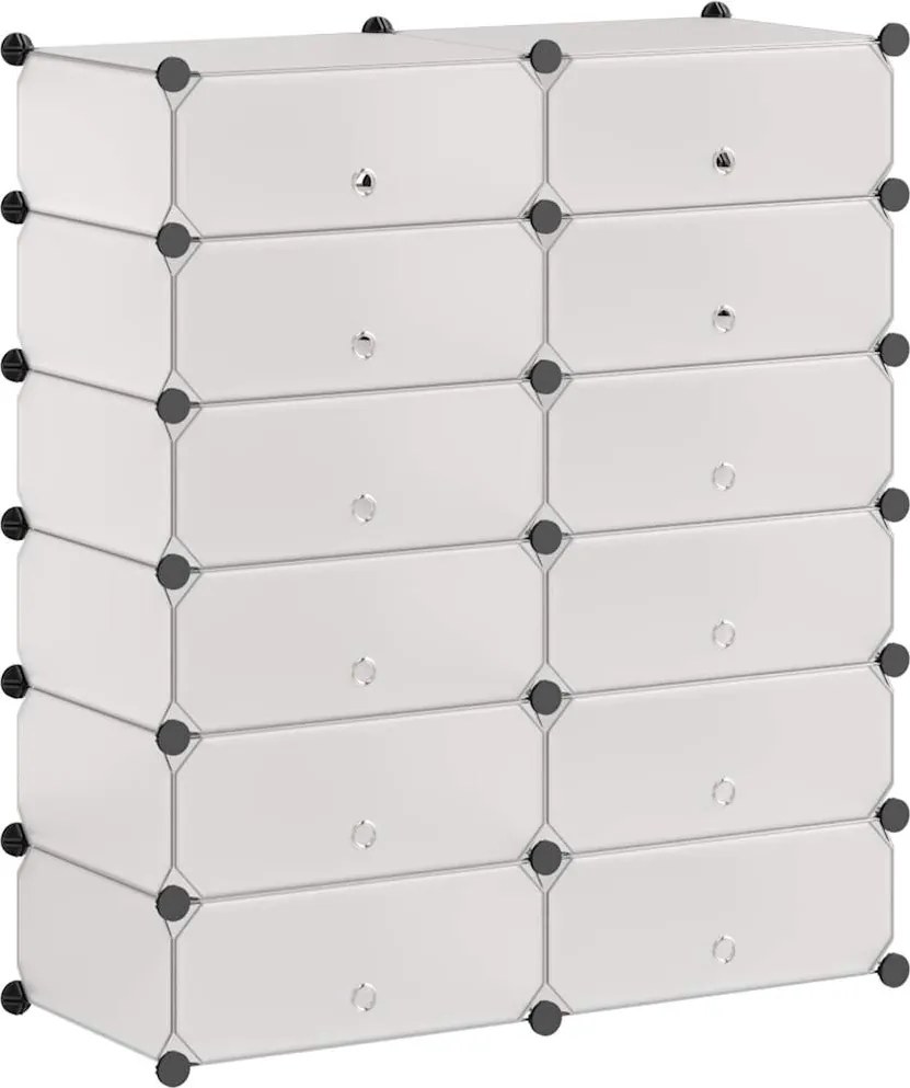 vidaXL Organizator de pantofi interconectat, 12 compartimente, Alb