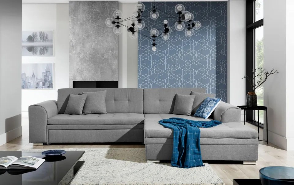 Coltar tapitat, extensibil, 295x80x195 cm, Sorento R01, Eltap (Culoare: Gri pepit / Gri inchis piele)