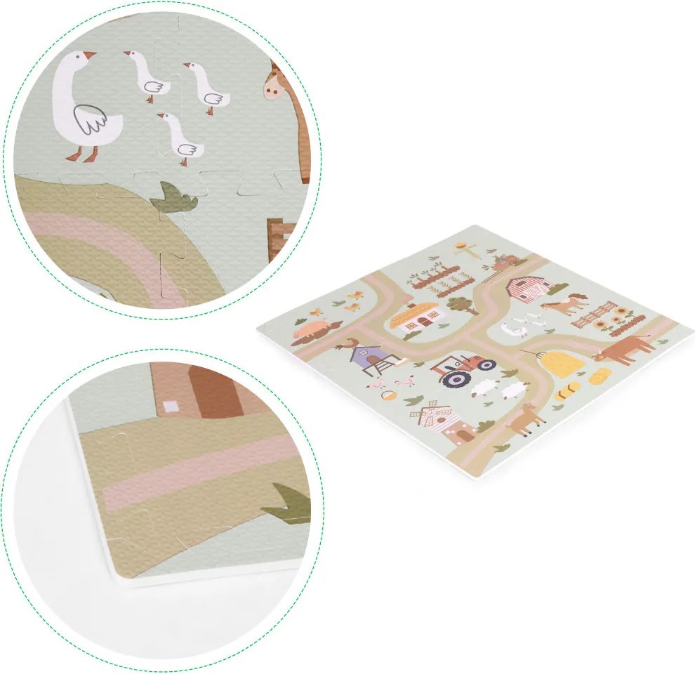 Covor de joacă din spumă EVA pentru copii Farm 90,5x90,5 cm 21 bucăți