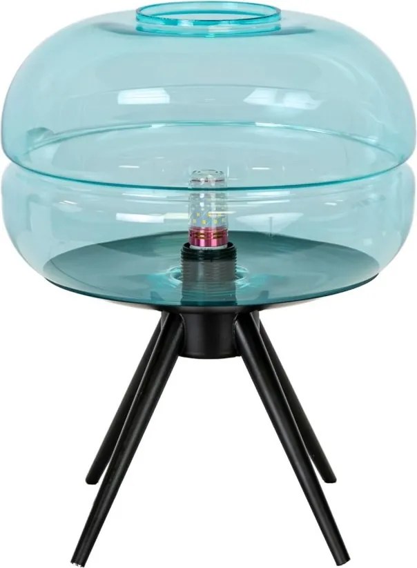 Lampa de masa LUX sticla albastra si otel negru