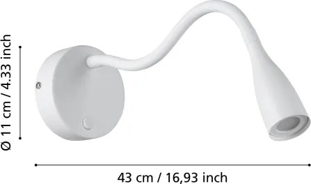 Eglo 901819 - Lampă LED flexibilă de perete OLIVANDINO LED/3,8W/230V albă