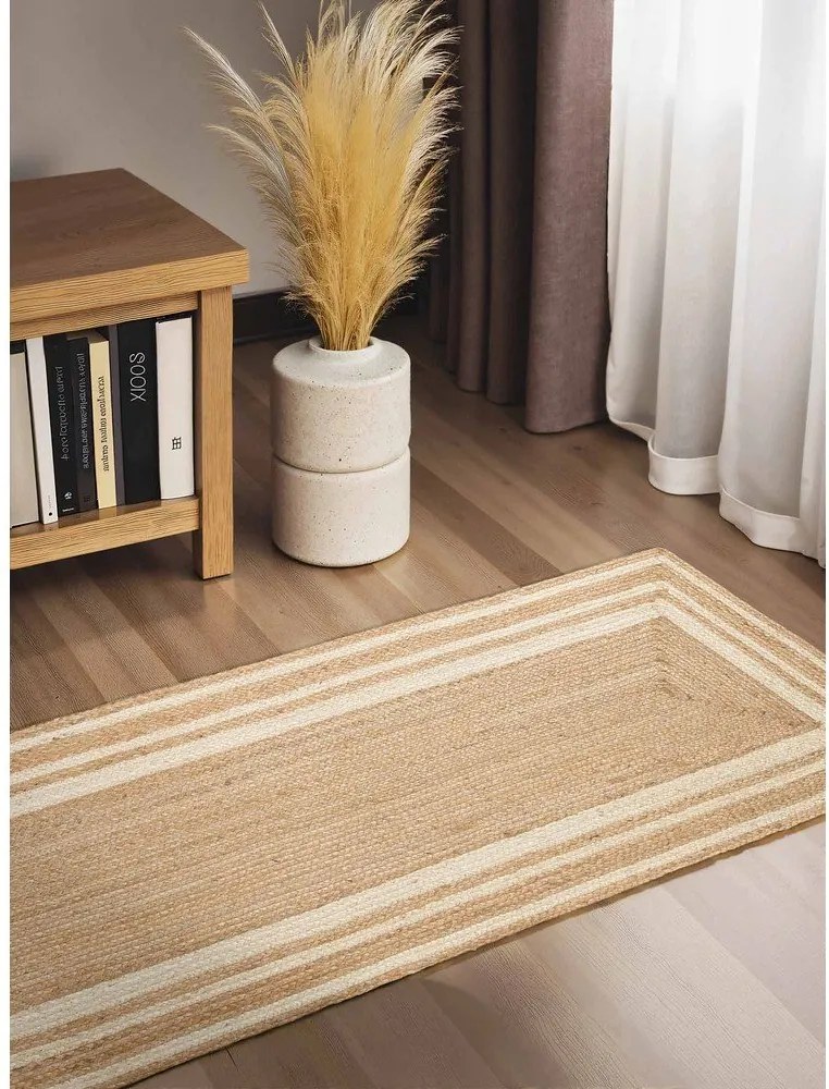 Covor tip traversă crem/în culoare naturală reversibil/țesut manual din iută 70x200 cm Jutta – Hanse Home