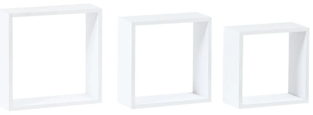 Set etajere de perete P-008, alb mat, 3 buc.