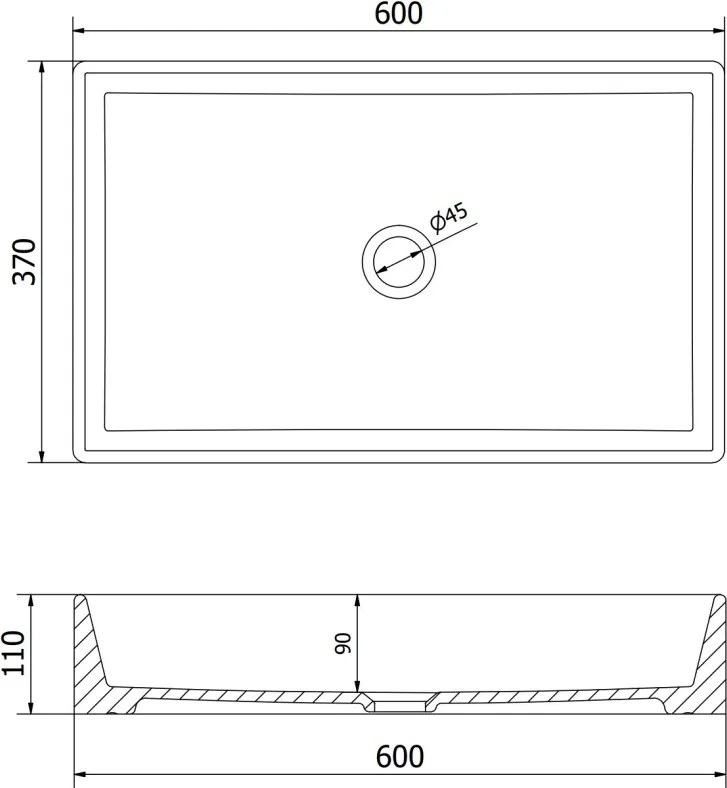 Mexen Goya lavoar deasupra blatului 60 x 37 cm, alb - 22186000