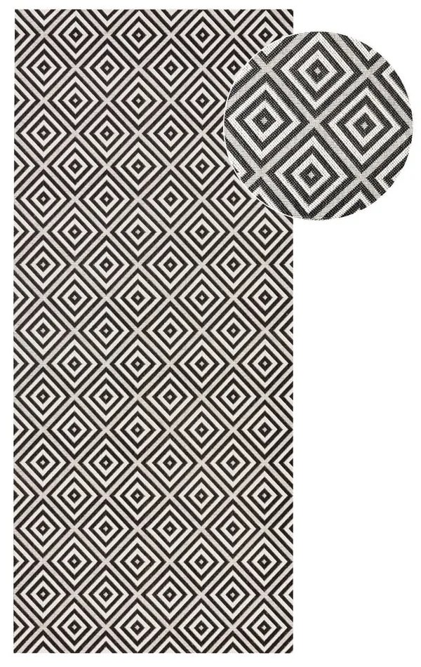 Covor tip traversă pentru interior și exterior negru 80x200 cm Karo – Hanse Home