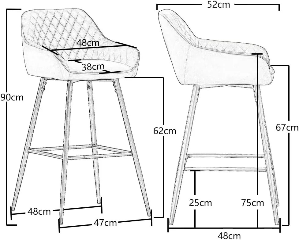 SCB205 - Set 2x Scaune Bar Gri - Piele ecologica