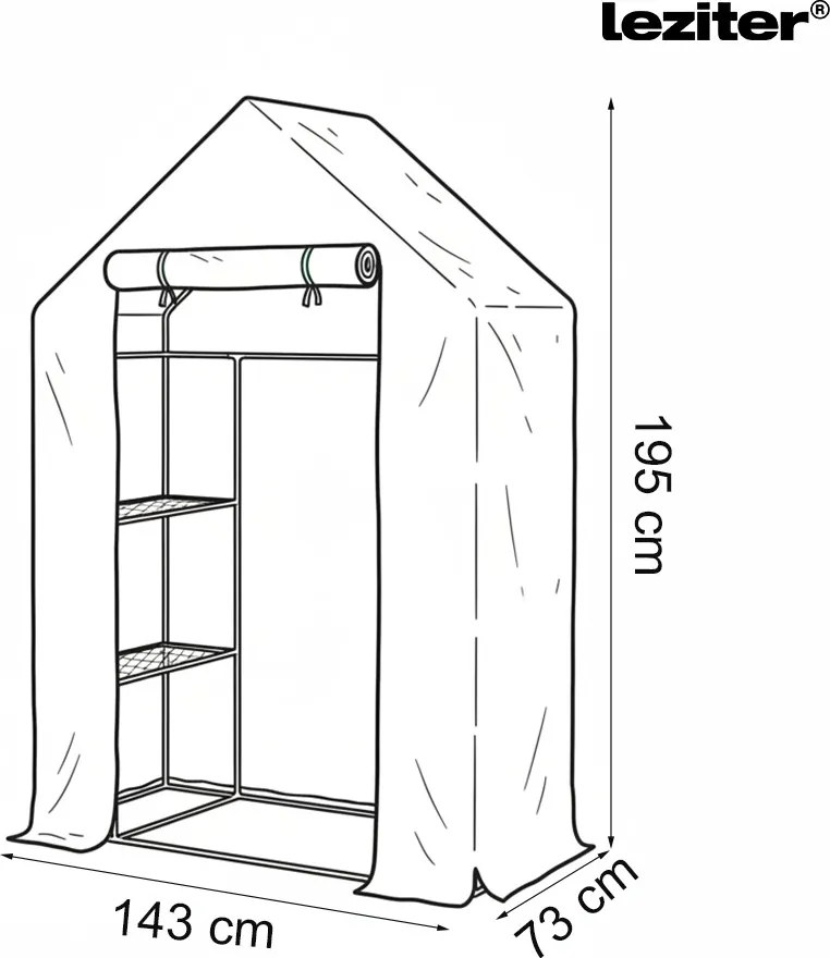 Seră de balcon 143x73x195 cm albă