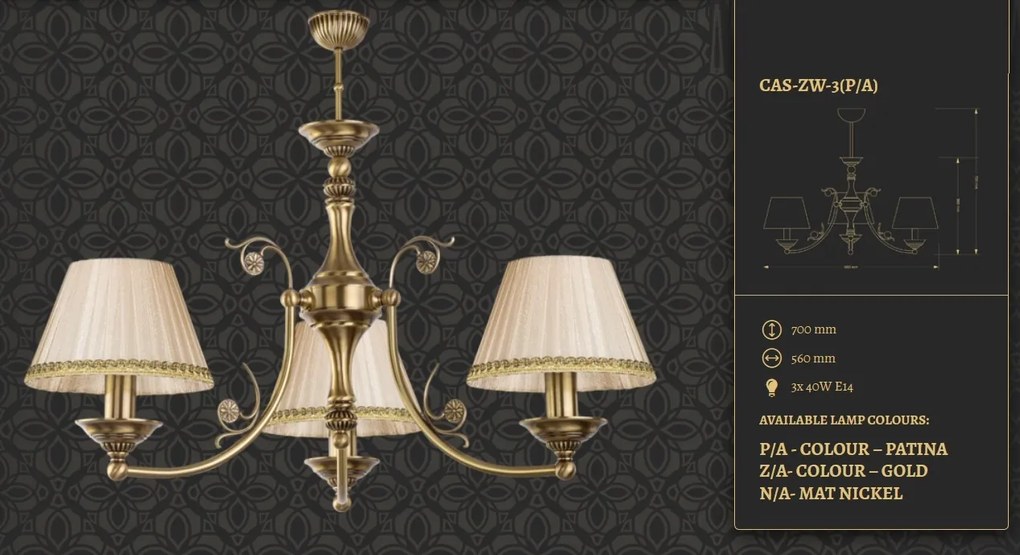 Candelabru 3 brate design clasic realizat manual CASAMIA