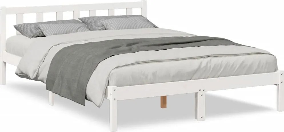 vidaXL Cadru pat foarte lung fără saltea alb 140x210 cm lemn masiv pin