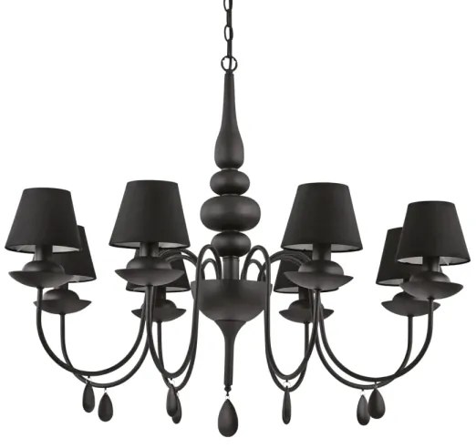 Lustră pe lanț Ideal Lux BLANCHE 8xE14/4W/230V d. 92 cm negru