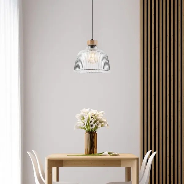 Lampă suspendată cu cablu ASTA 1x E27/60W/230V Ø 28 cm, stejar