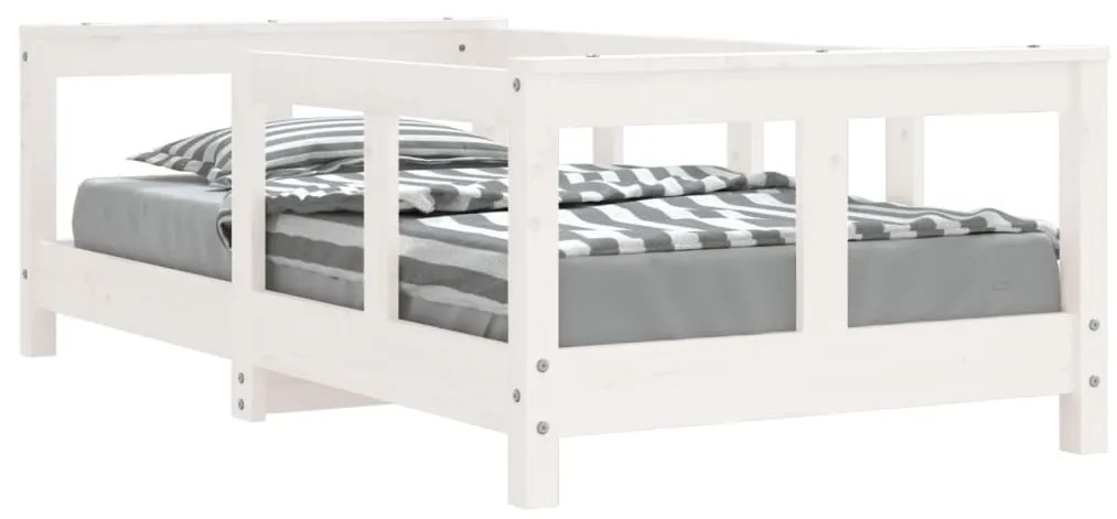 834427 vidaXL Cadru de pat pentru copii, alb, 70x140 cm, lemn masiv de pin