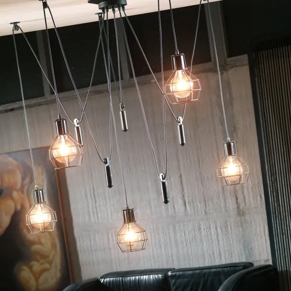 Lustră pe cablu ONLI SPIDER 5xE27/15W/230V spider negru