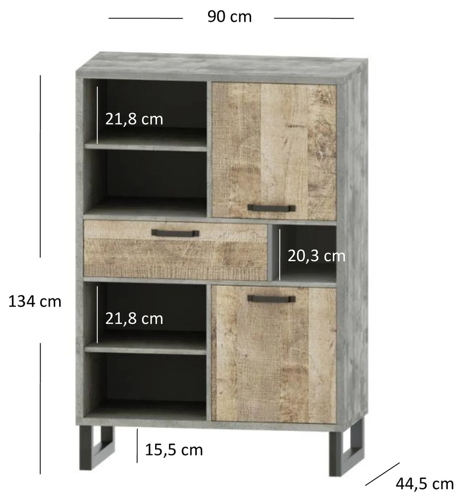 Raft Bennie 2D1S (gri + Stejar nisipiu). 1052754