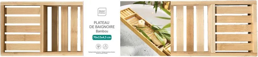 Tavă pentru cadă din bambus 70 cm Hanoi – douceur d'intérieur