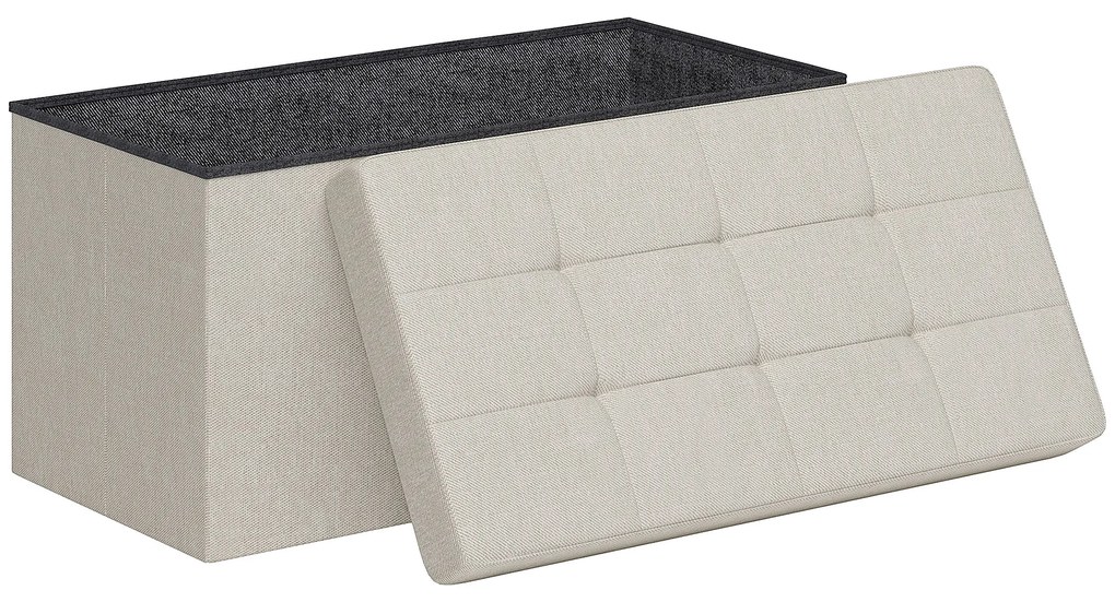 HOMCOM Banc de depozitare pouf de depozitare pliabil bout de lit repose-pieds cu capac capitonat 76L x 38l x 38H cm crem | Aosom Romania