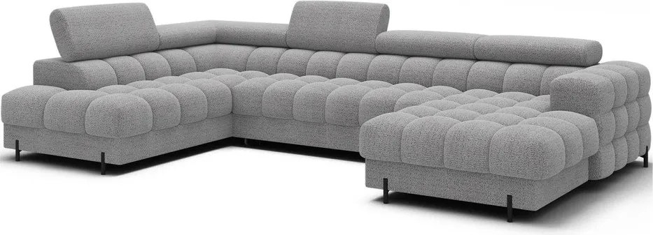 Colțar gri extensibil cu tapițerie din țesătură bouclé (cu colț pe partea stângă/în formă de "U") Feraria – ELTAP