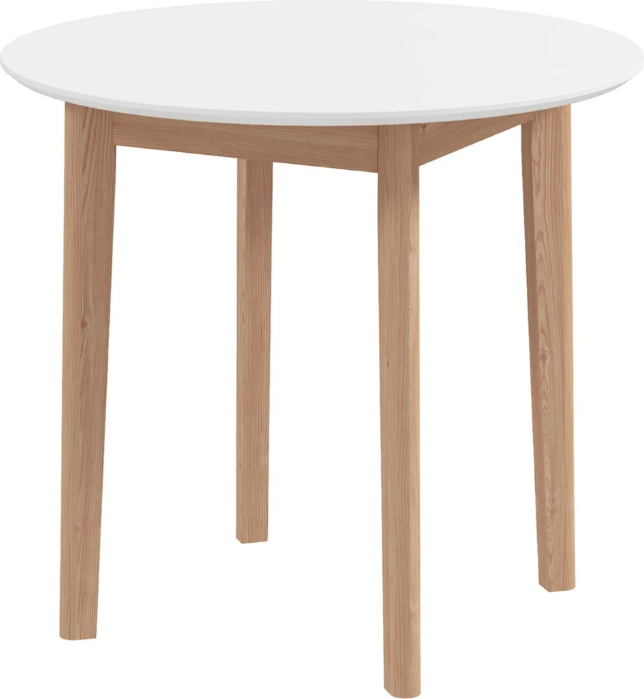 HOMCOM Masă de dining Masă de bucătărie Masă rotundă, design scandinav, 75 cm x 75 cm x 76 cm, Alb + natural | Aosom Romania