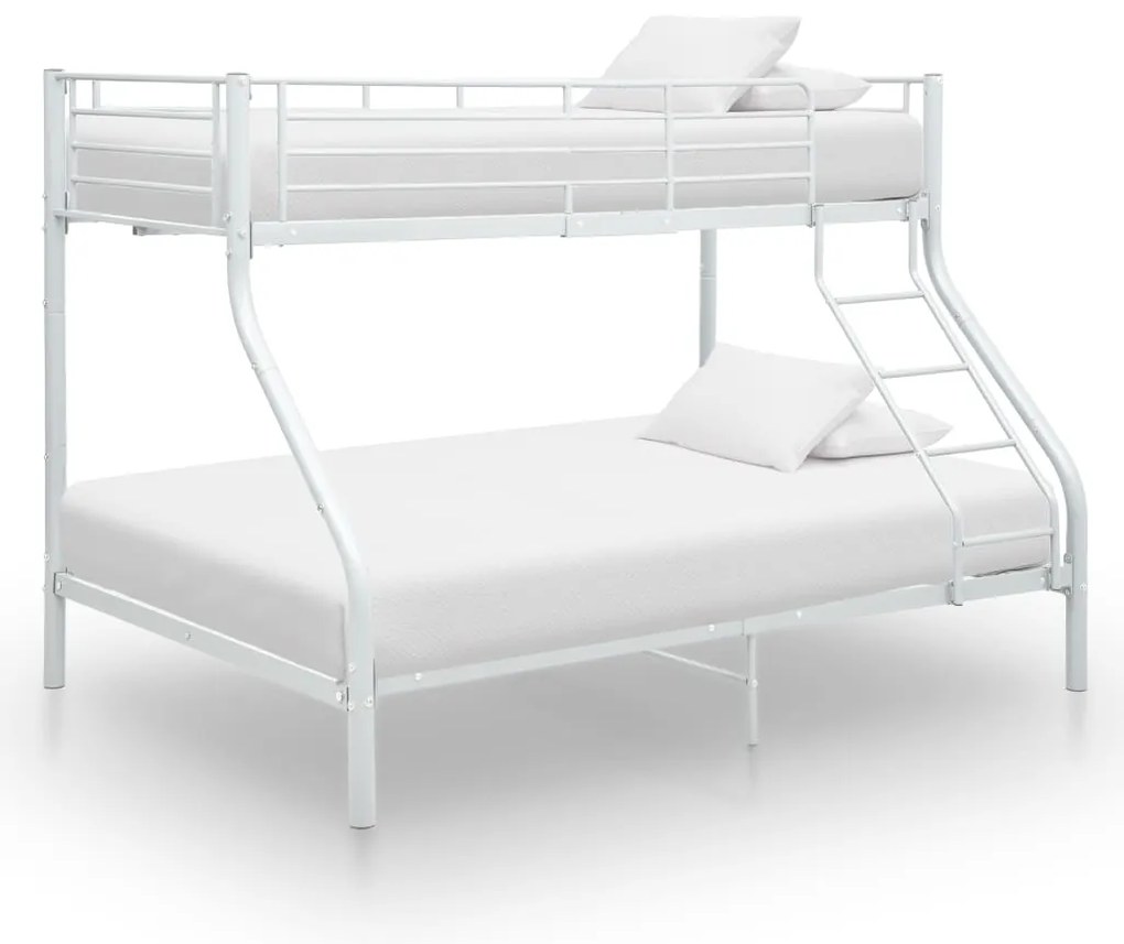 vidaXL Cadru de pat supraetajat, alb, 140 x 200/90 x 200 cm, metal
