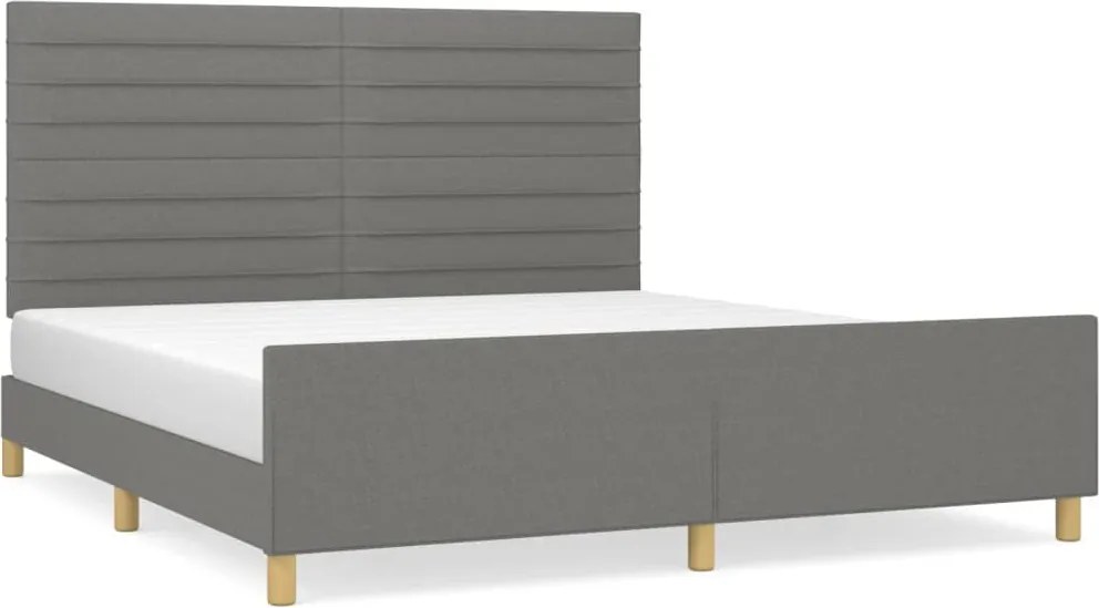 vidaXL Cadru de pat fără saltea, gri închis, 180x200 cm, textil