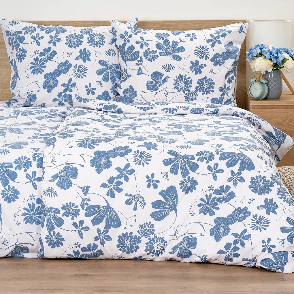 Lenjerie de pat din bumbac 4Home Blue Meadow, 140 x 200 cm, 70 x 90 cm
