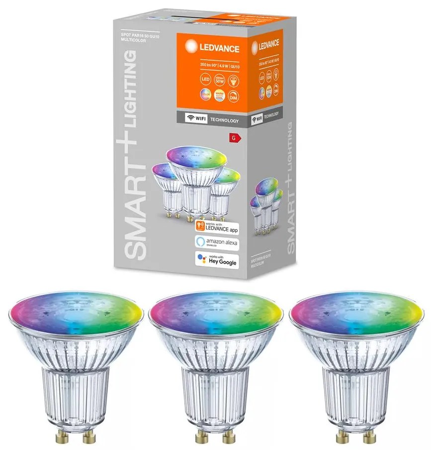 SET 3x LED RGBW Bec dimabil SMART+ GU10/4,9W/230V 2700K-6500K - Ledvance