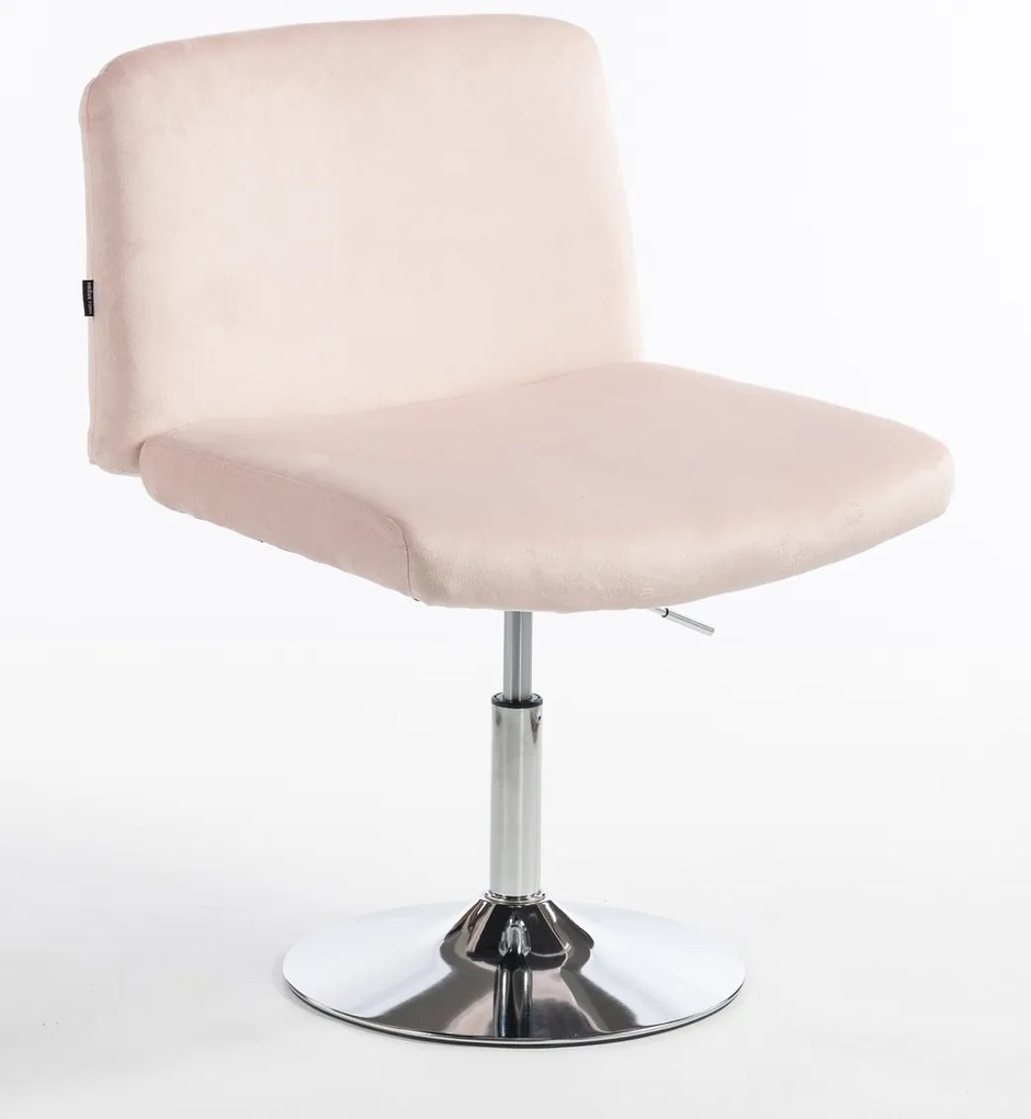 HR150N Scaun Roz Pudra din Catifea cu Bază Cromata