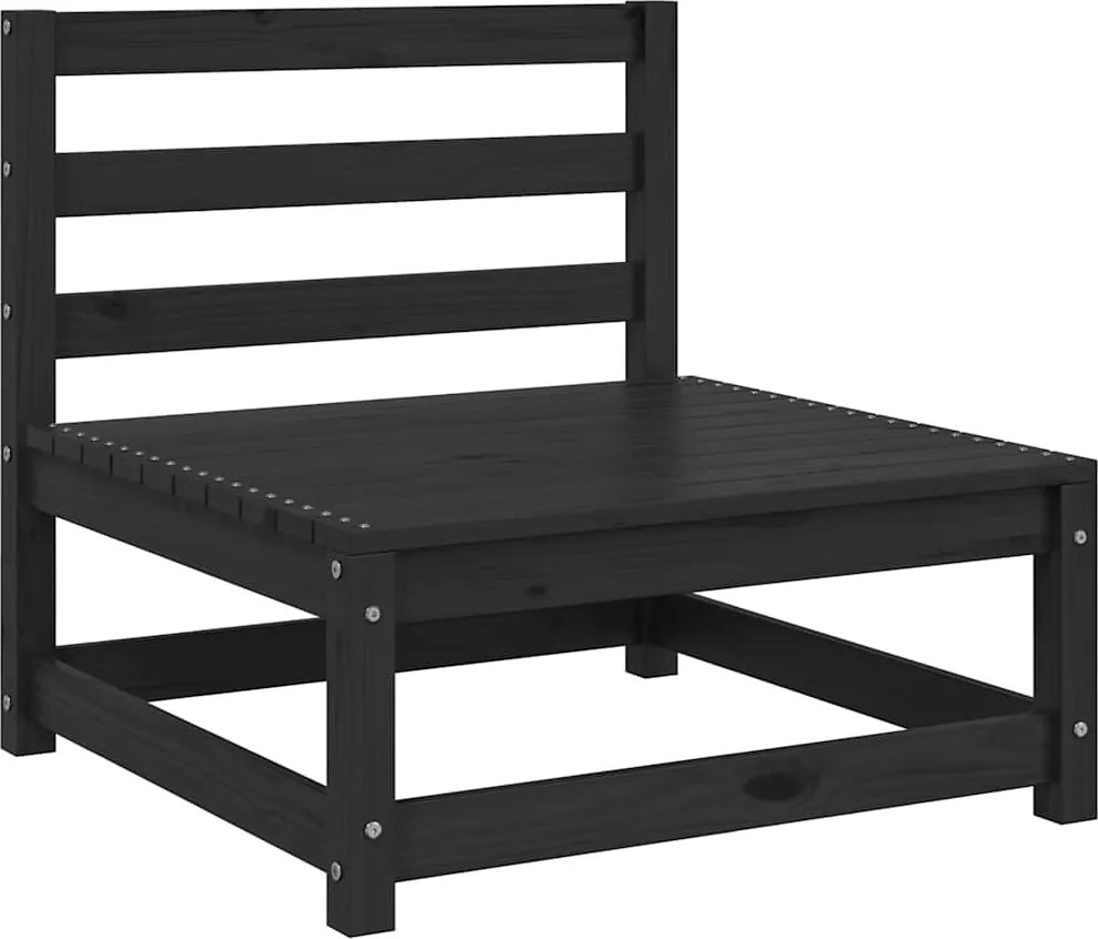 vidaXL Canapea de mijloc pentru grădină, negru, lemn masiv de pin