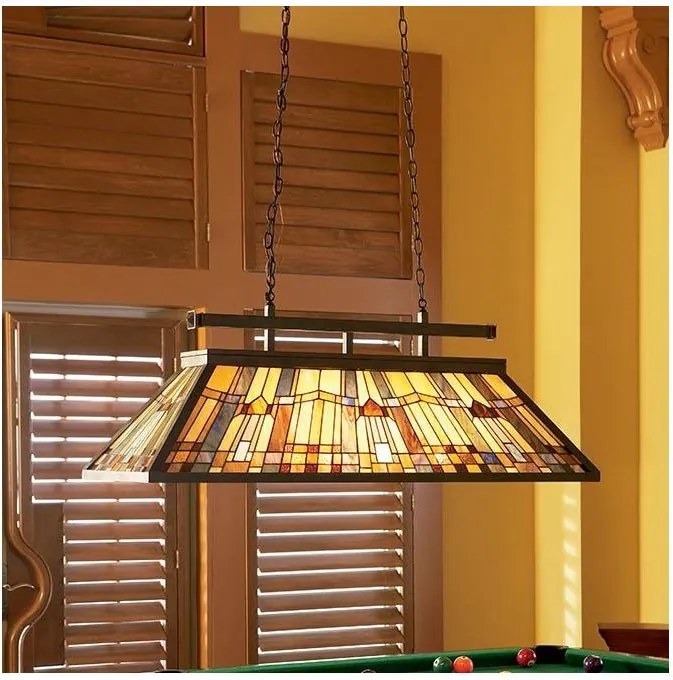 Elstead QZ-INGLENOOK-ISLE - Candelabru Tiffany INGLENOOK suspendat pe lanț, 3xE27/100W/230V