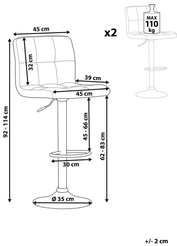 Set scaune tip bar 2buc. Marlon (gri deschis). 1009862