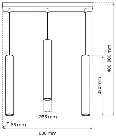 Lustră pe cablu HUDSON 3xGU10/8W/230V neagră