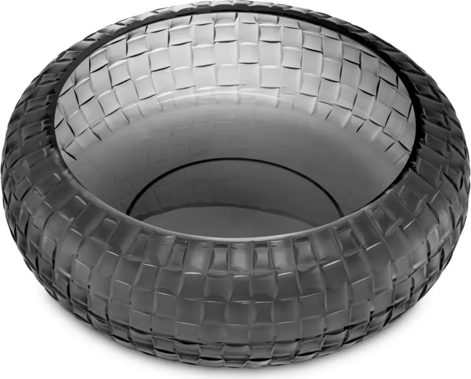 Vas decorativ design LUX realizat manual din sticla Varese gri