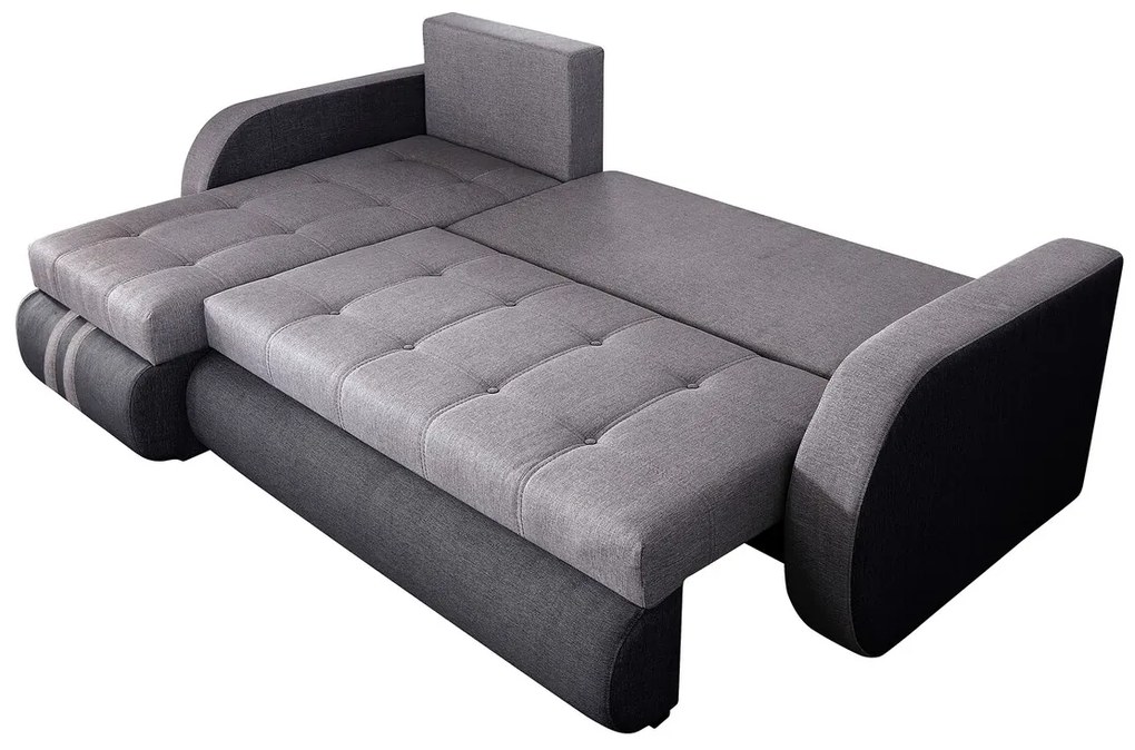 Coltar extensibil reversibil Siena Duo Antracit/Gri 243x141x81 cm cu lada de depozitare