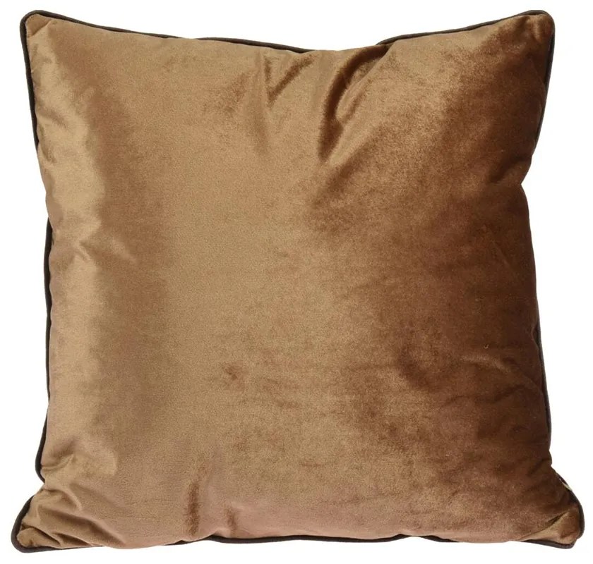Perna decorativa Evia, aspect de catifea, 45x45 cm, maro deschis