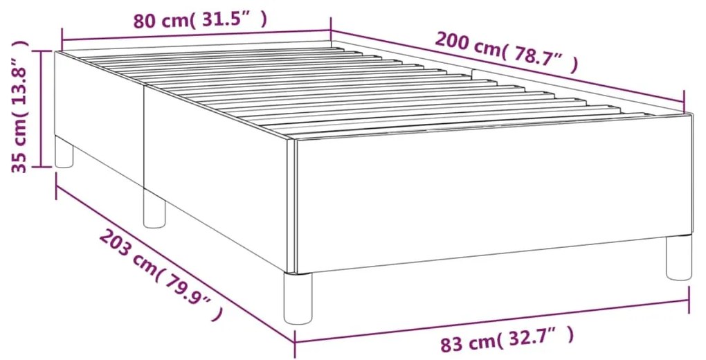 Cadru de pat, negru, 80x200 cm, catifea Negru, 35 cm, 80 x 200 cm