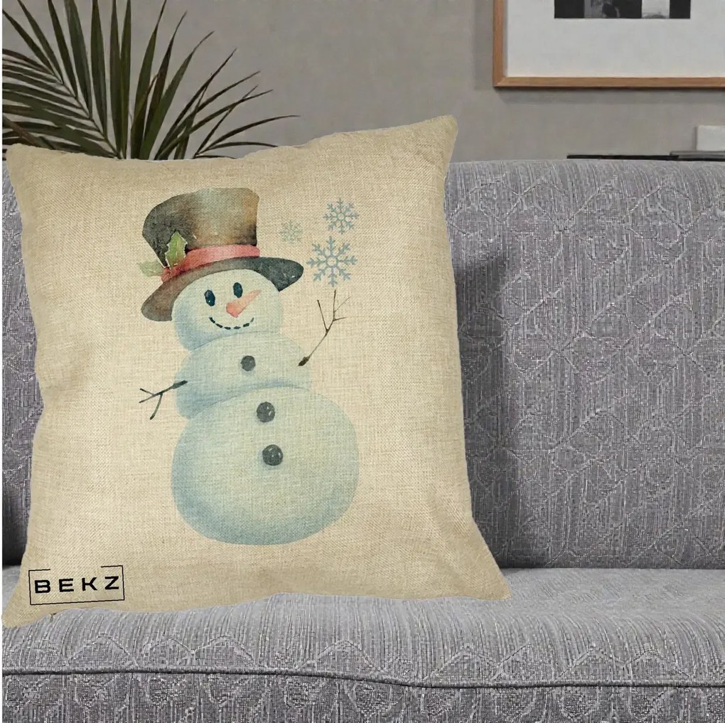 Perna Decorativa Om de Zapada cu Joben si Vasc, 40x40 cm, Crem, Husa Detasabila, Perna Inclusa, BEKZ®