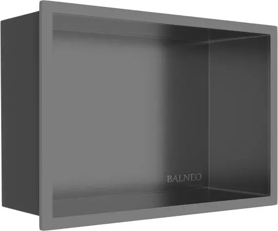 Raft incastrat dreptunghiular Balneo Wall-Box One cu rama 30x20x10 cm Gun Metal periat