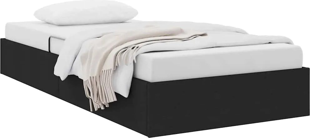 vidaXL Pat cu storage cu headboard Negru 90 x 200 cm țesătură