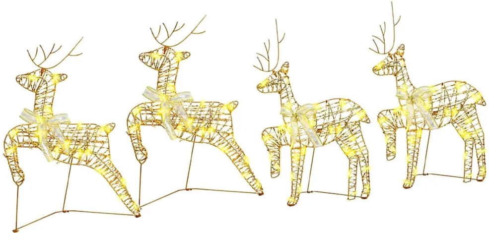 vidaXL Reni LED cu 80 LED 4 pcs Auriu PET