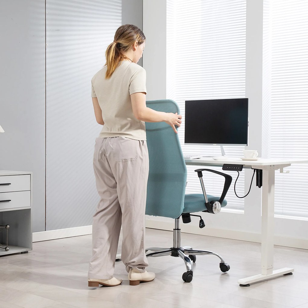 HOMCOM Scaun de Birou Ergonomic cu Înălțime Reglabilă și Spătar din Plasă, Verde | Aosom Romania